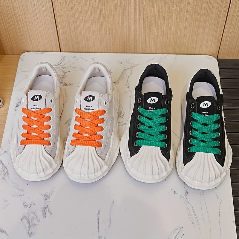Women's Thick Bottom Skate Shoes Comfortable And Breathable Lace Up Sport Shoes