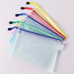 Transparent A4 Grid File Bag with Zipper Closure