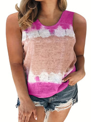  Tie Dye Round Neck Tank Top