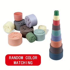 Kids' Silicone Stackable Cup Set Colorful Building Toy
