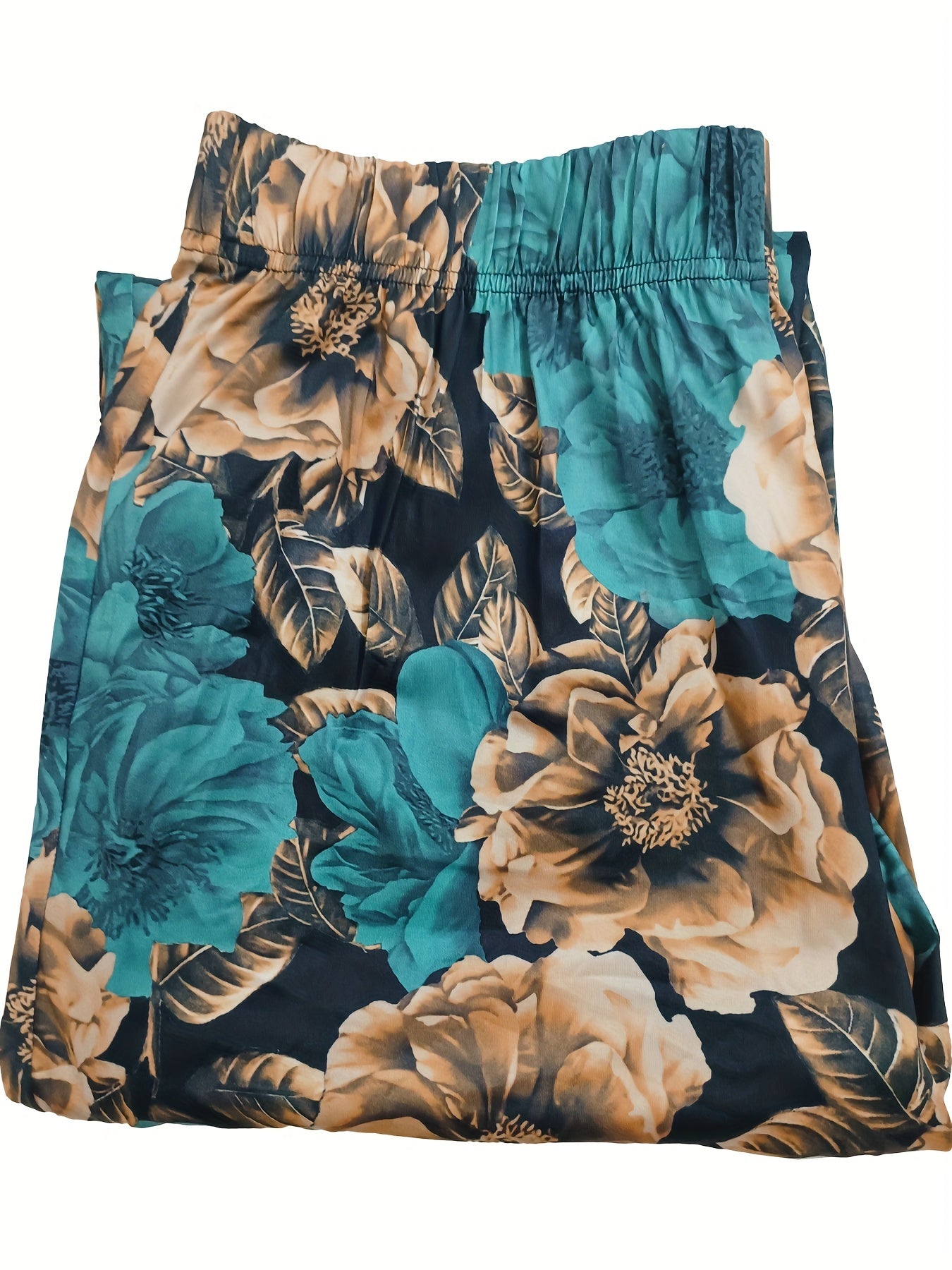  Floral Print High Rise Straight Leg Trousers