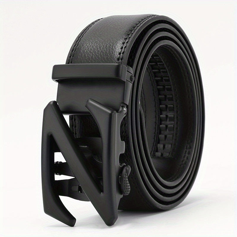 Men's Leather Letter Buckle Belt Automatic Buckle Business Suit Waist Strap