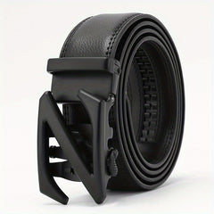 Men's Leather Letter Buckle Belt Automatic Buckle Business Suit Waist Strap