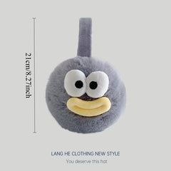 Cute Big Eyed Plush Earmuffs for Women - Foldable Warm Ear Covers