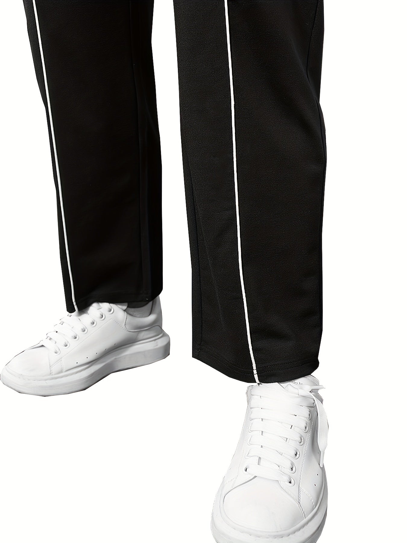 Men's Casual Straight Leg Pants Relaxed Fit Open Bottom Elastic Waist Trousers