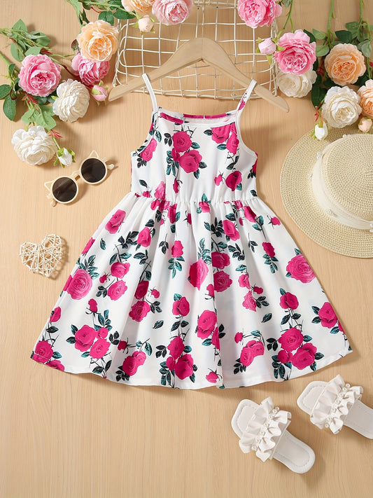 Toddler Girls Flowers Graphic Cami Dress For Party Beach