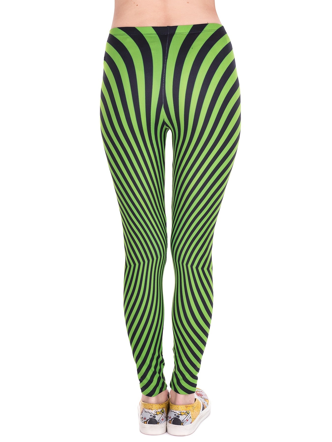 Striped Long Leggings High Waist Casual Stretchy Leggings