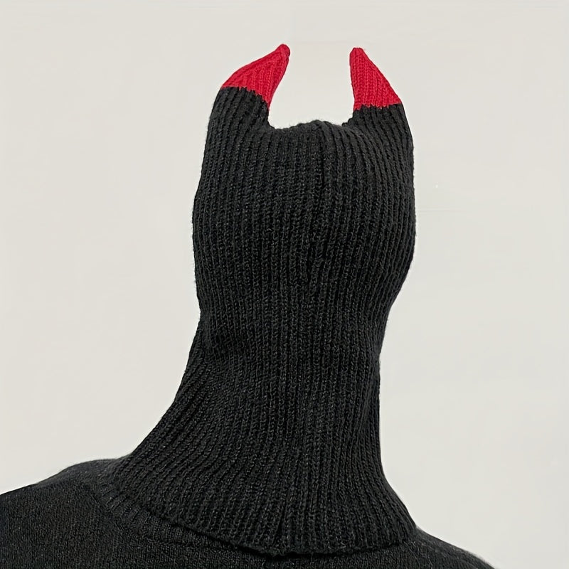 Monster Horn Balaclava Solid Ski Mask Warm Knitted Hat