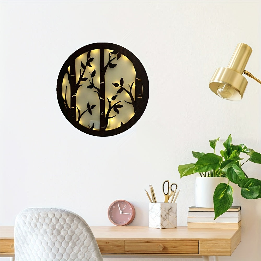 Children's Room LED Wall Clock Creative Lamp Retro Wooden Sign Hanging Lamp