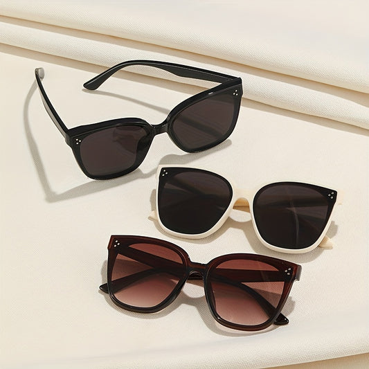 Cat Eye Square Sunglasses Rivet UV400 Sun Shades For Driving
