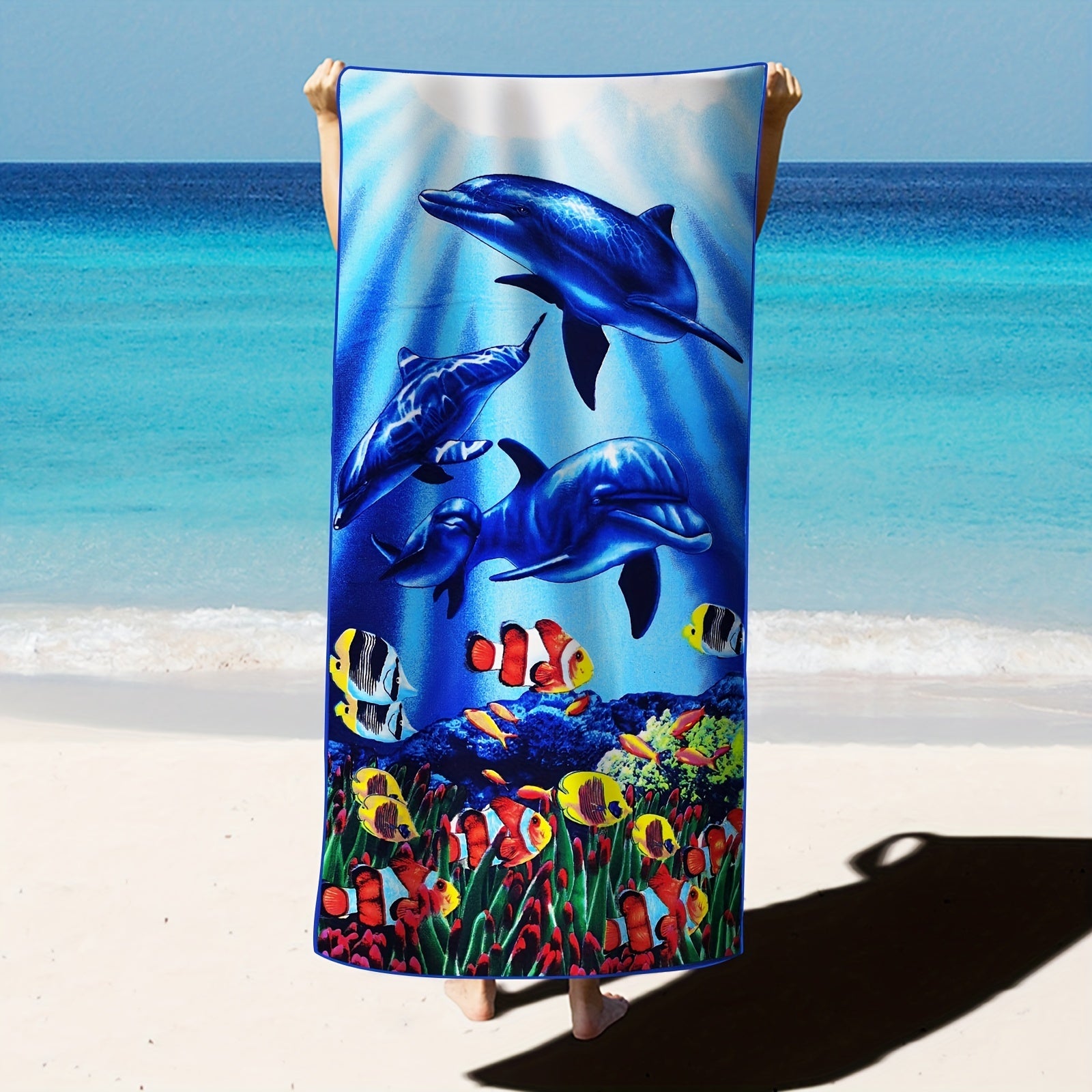 Quick Drying Shark Print Microfiber Beach Towel 27.5x55
