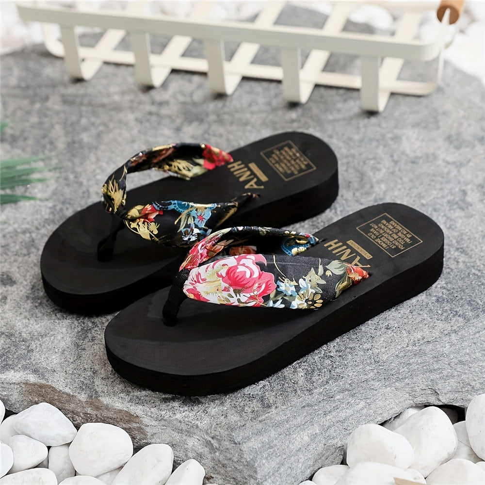Women's Floral Summer Flip Flops Lightweight Beach Slides