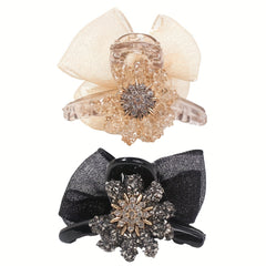 Crystal Daisy Hair Claw Rhinestone Ponytail Holder