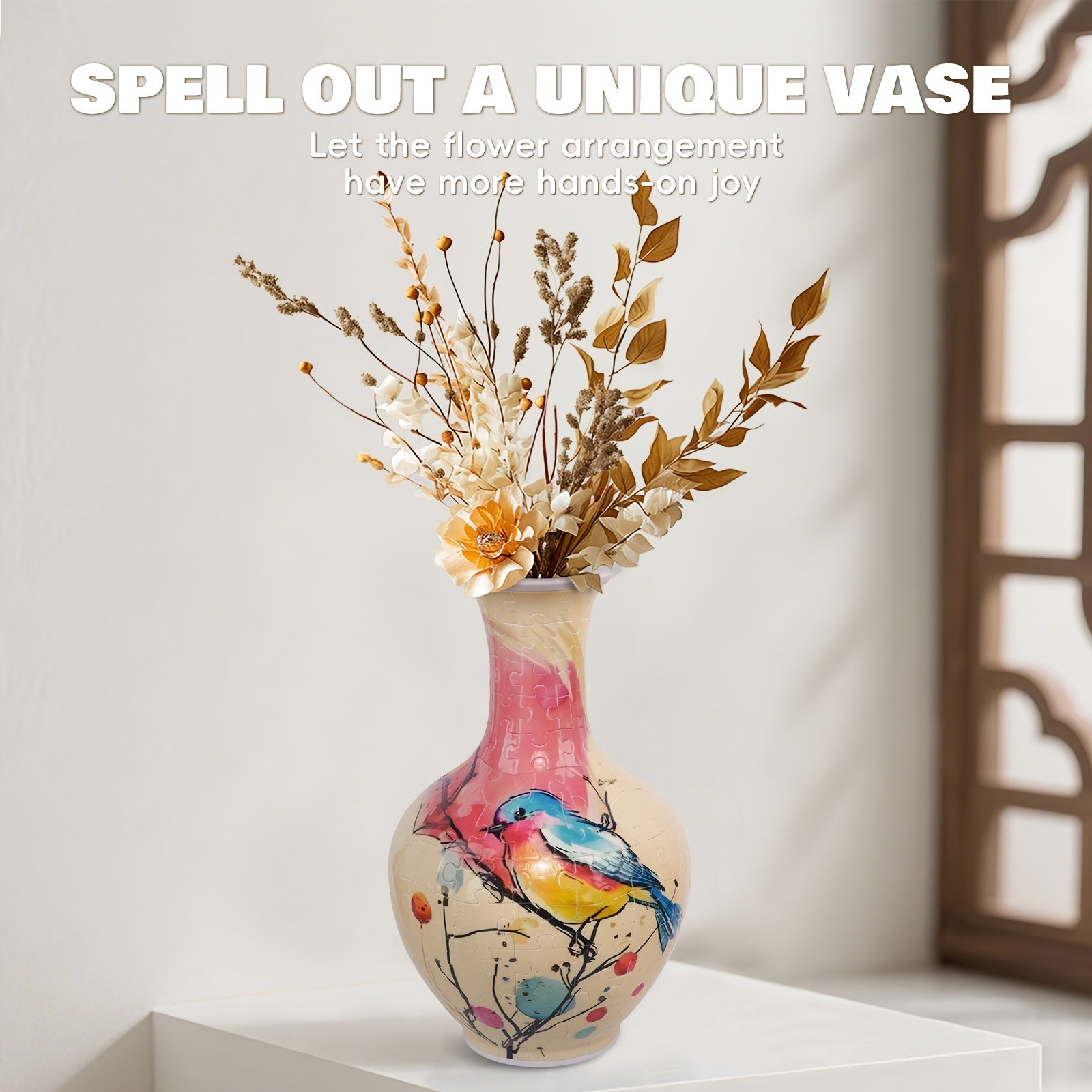 3D Puzzle Vase Flower Vase for Adults 164 Arc-Shaped Pieces Floral Decor Gift