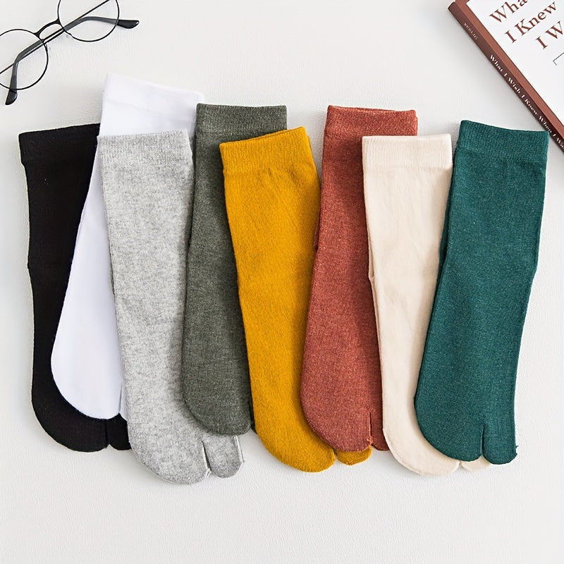 1pair Two Finger Socks Two Toe Socks Medium Leg Socks Cotton Socks