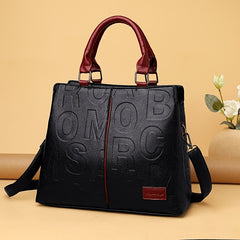 Embossed Faux Leather Shoulder Bag Women's Double Handle Purse