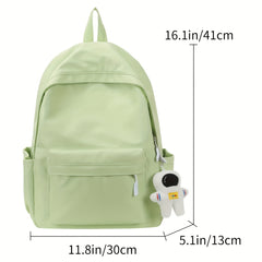 Casual Student Bag Lightweight Backpack With Pendant