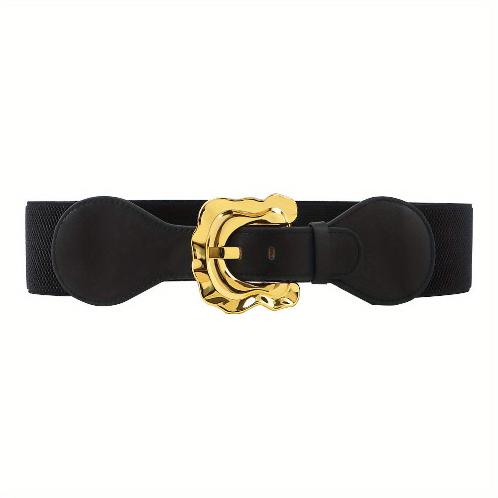Geometric Wide Belt Elastic Vintage Waistband For Women