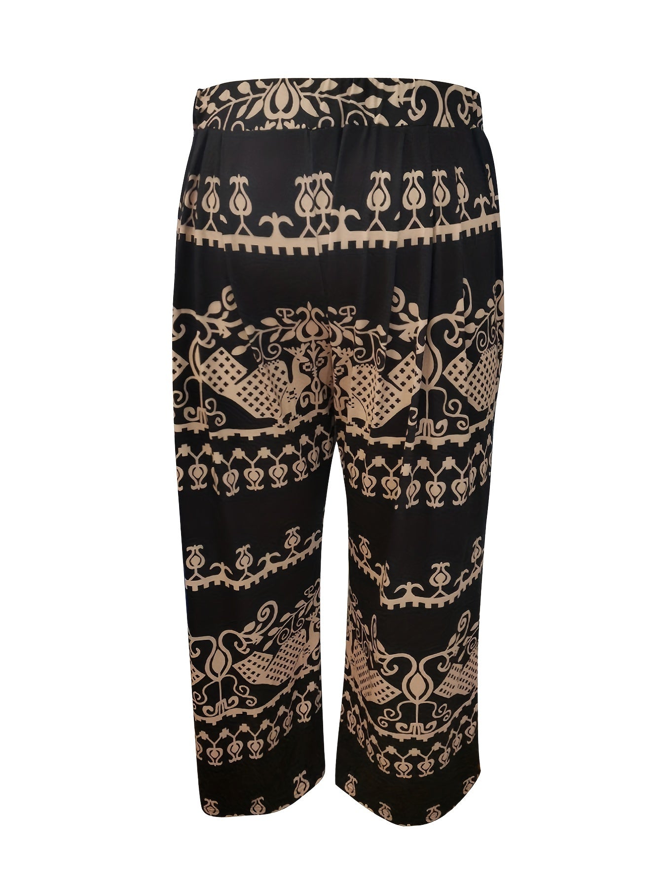  Tribal Print High Rise Wide Leg Trousers