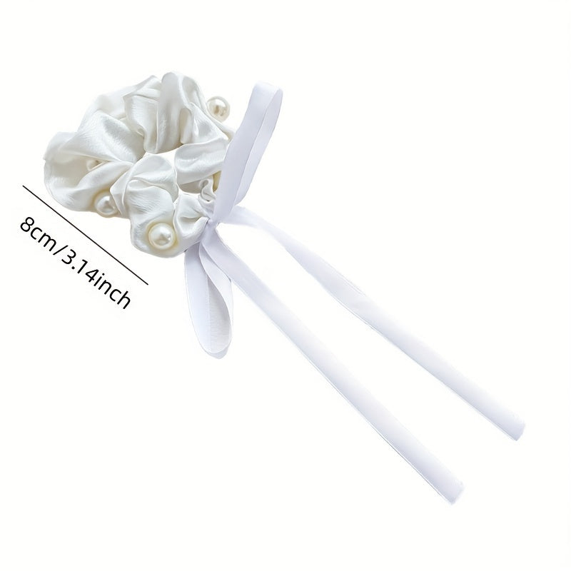 Faux Pearl Scrunchies Hair Tie Ponytail Holder Hair Accessories