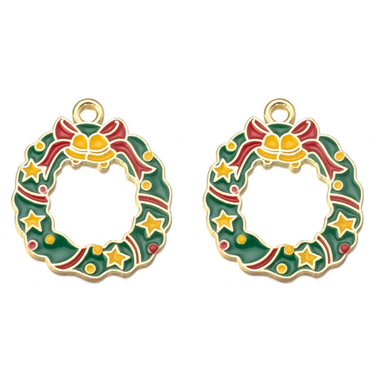 10pcs Christmas Tree Socks Enamel Charm DIY Bracelet Necklace Accessories
