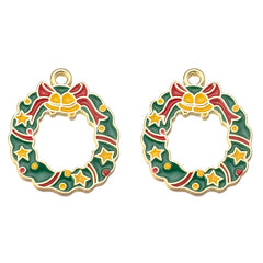 10pcs Christmas Tree Socks Enamel Charm DIY Bracelet Necklace Accessories