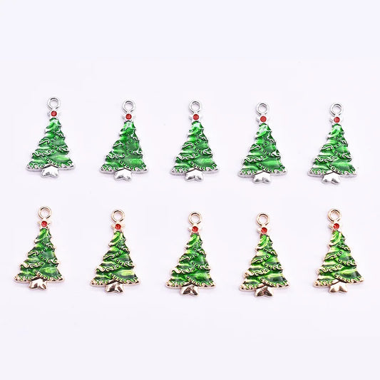 10pcs 25mm Christmas Tree Rabbit Enamel DIY Charms for Jewelry Making