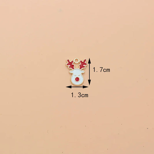 10pcs Christmas Reindeer Enamel Charms DIY Bag Earring Necklace Jewelry Making