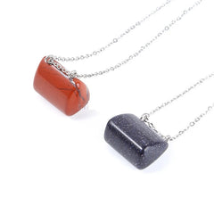 10pcs Natural Stone Mini Bag Pendant Healing Crystal Reiki Handbag Gemstone Neck