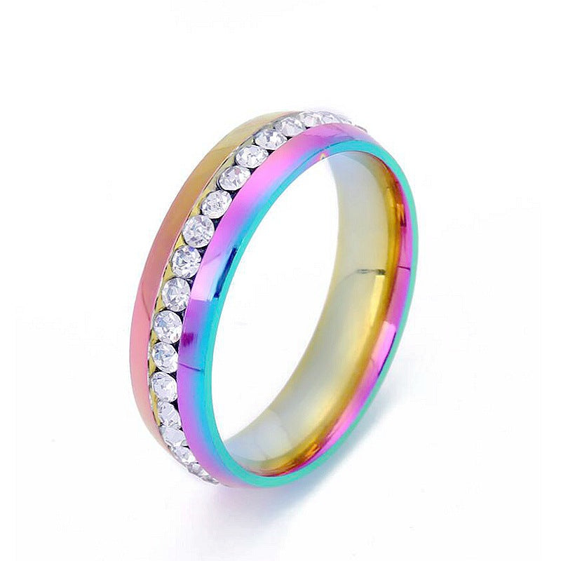Stainless Steel Crystal Couple Ring Men Women