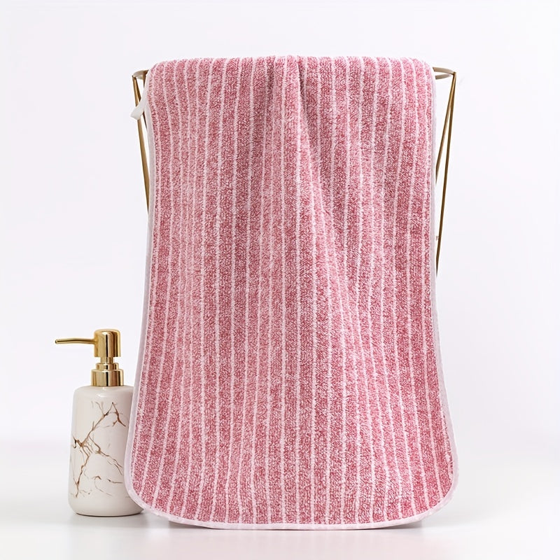 1pc Striped Pattern Hand Towel Coral Fleece Soft Absorbent Towel