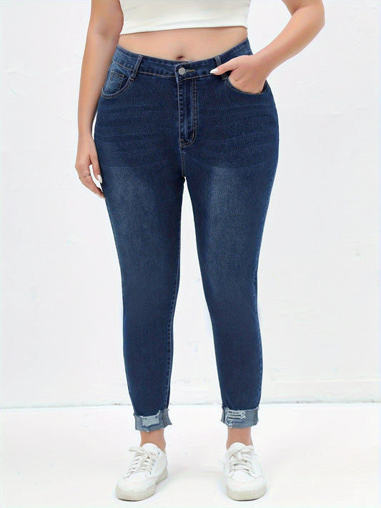  Solid Ripped High Rise Skinny Jeans