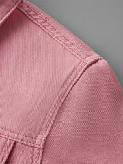 Men's Pink Cotton Casual Button Down Jacket