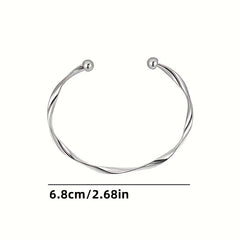 Golden Silver Wave Pattern Bracelet Twisted Cuff Bangle for Girls