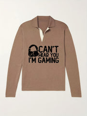 Men's Warm V-Neck Polo Sweater for Fall Winter
