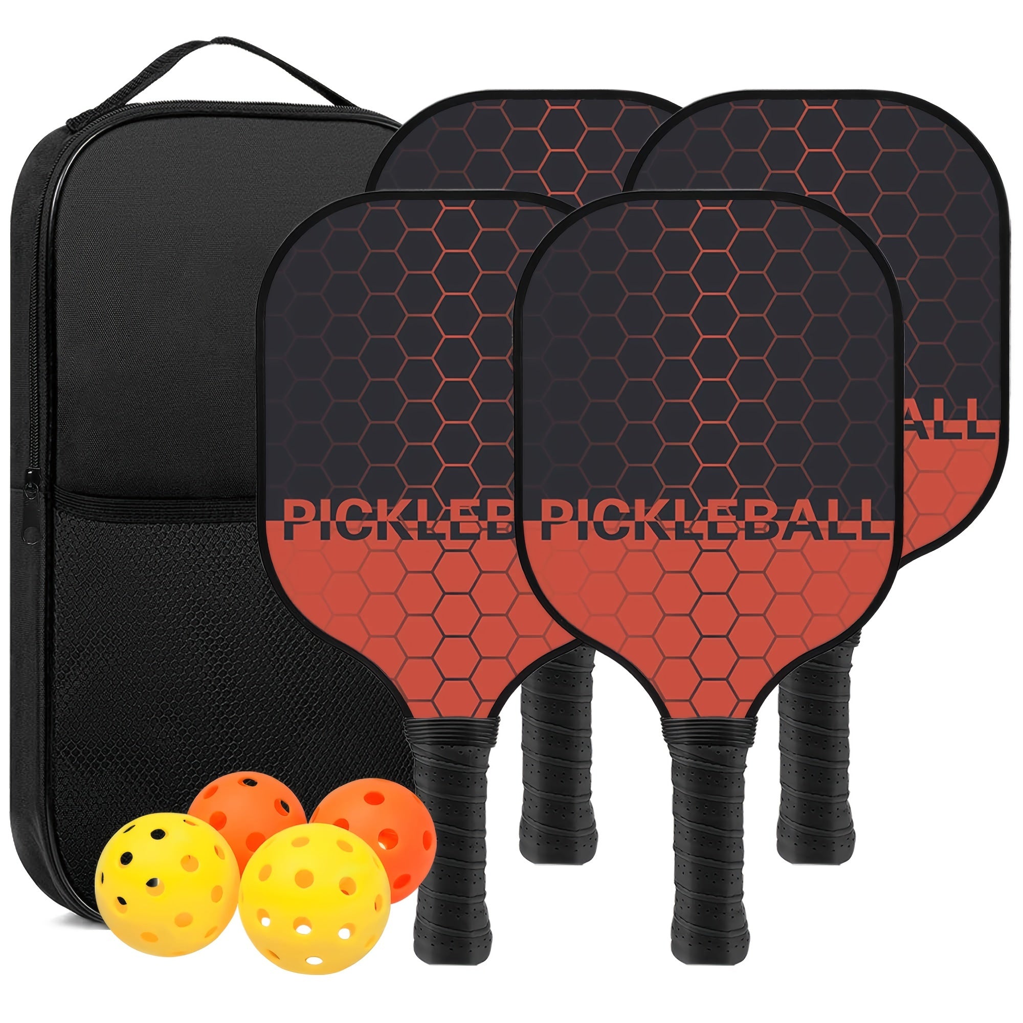 4 Pc Pickleball Racket Set With 4 Balls & Tote Bag