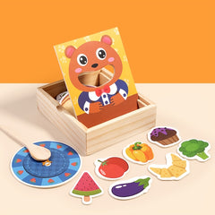 Adorable Bear Feeding Game Educational Wooden Toy for Youngsters