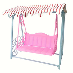 Pink Garden Swing with Striped Canopy Dollhouse Accessory
