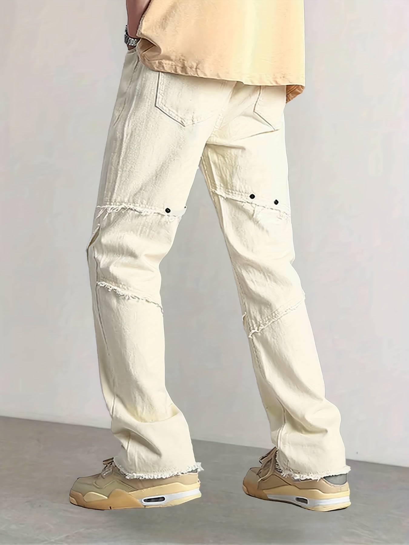 Men's Loose Fit Raw Trim Denim Pants
