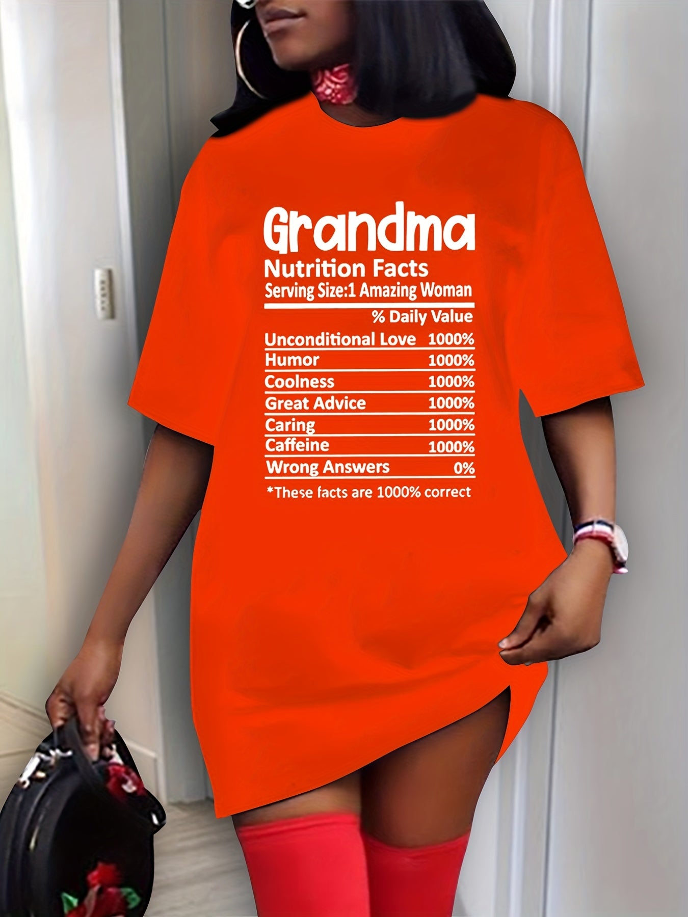  Casual Dress Women's Plus Letter Print Short Sleeve