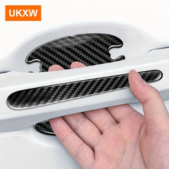 Carbon Fiber Texture Car Door Bowl Protection Stickers Set