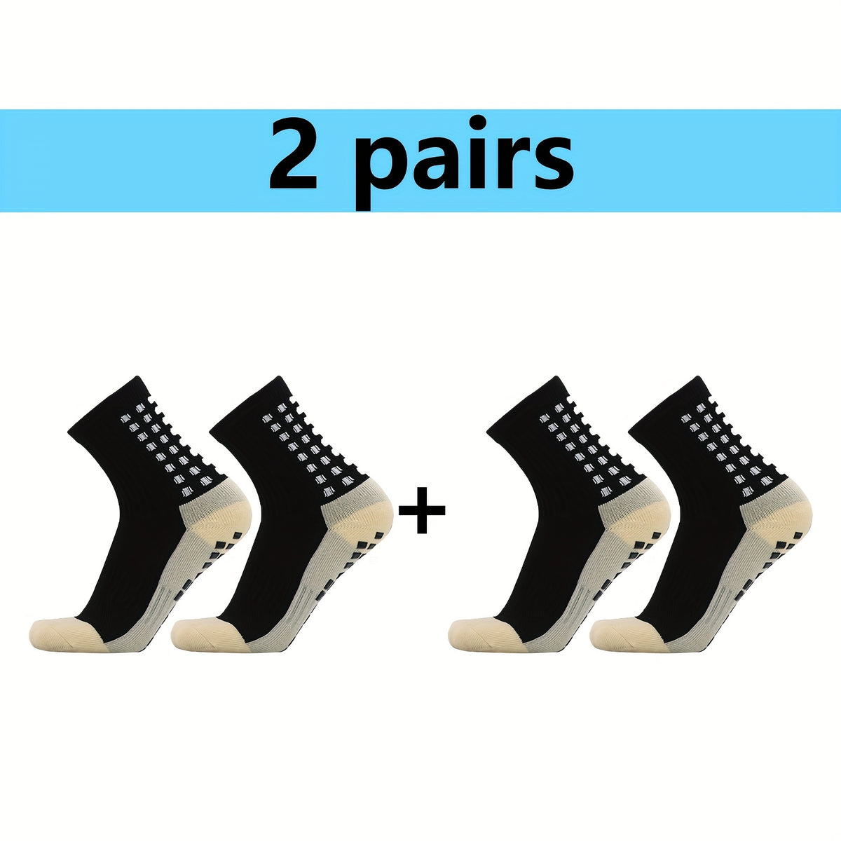 2 Pairs High Cotton Non-slip Football Socks