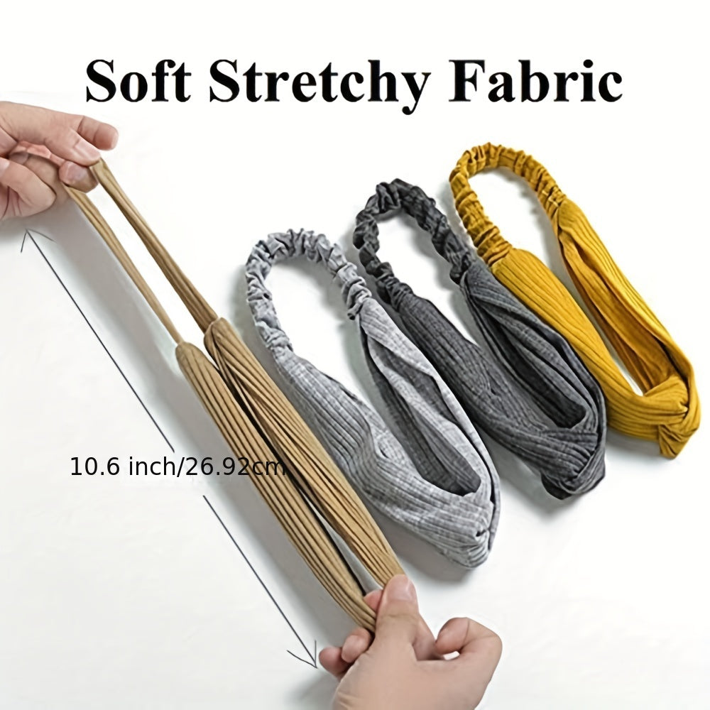 8PCS Vintage Headband Woven Twist Boho Stretchy Hair Bands Girls Turban Yoga