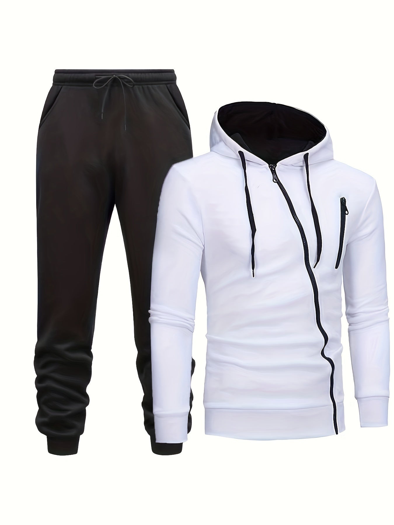 Men's Casual Zip Hoodie & Drawstring Sweatpants Set for Fall Winter