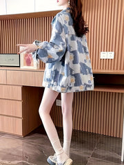  Denim Jacket Women's Long Sleeve Button Up Coat