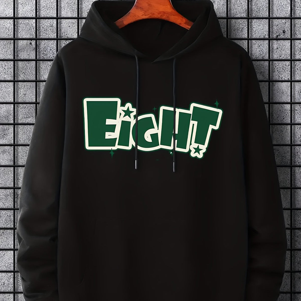 Men's Eight Print Hoodie, Casual Breathable Hooded Sweatshirt