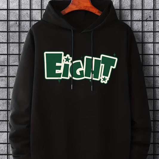 Men's Eight Print Hoodie, Casual Breathable Hooded Sweatshirt