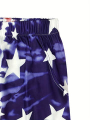 Independence Casual Pants Women's Plus Flag Print Pants