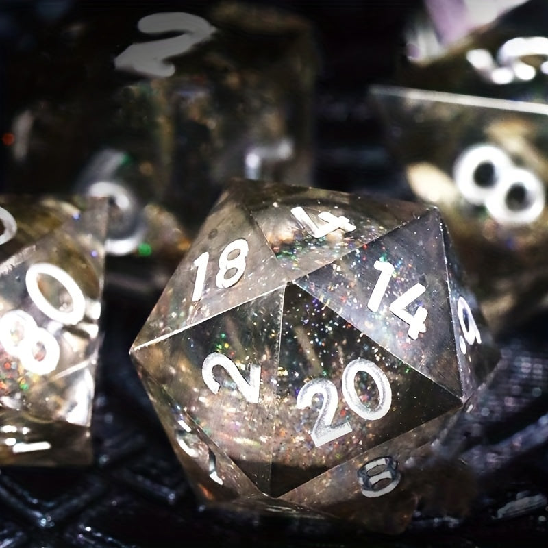 7pcs Quicksand Resin Dice Set Liquid Core Game Accessories