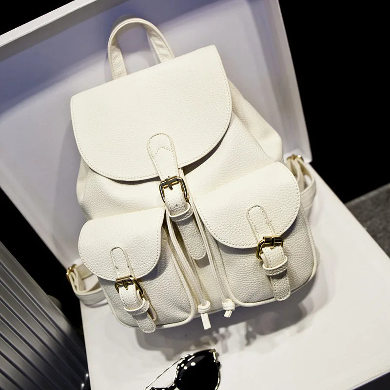 Female Backpack Lady PU Leather Travel Bag